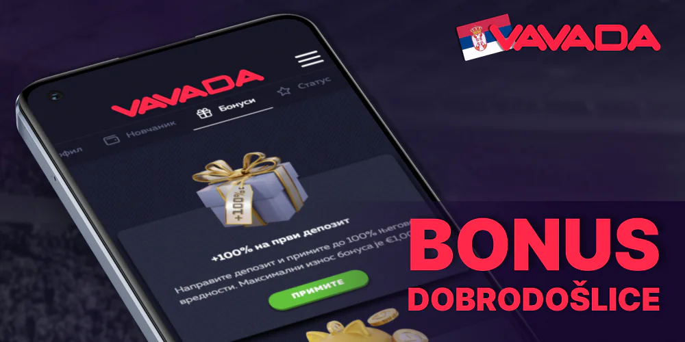 Pridobite 100% bonus za vaš prvi depozit na Vavada v Srbiji